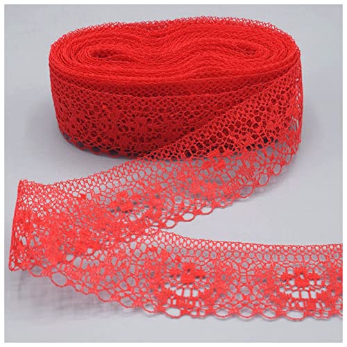 YCXMBH Spitzenband schöne 10 Yards 40mm breites Spitzenband DIY. Handgemachtes Zubehör Trimmen/Nähkleidung Spitzenband Weiß(Red,10 Yards) von YCXMBH