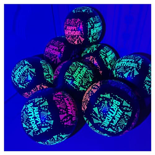 Neon-Luftballons, UV-Neon-Partyzubehör, Happy Birthday, leuchtet im Dunkeln, Neon-Party-Latex-Luftballons, fluoreszierende Ballons für Neon-Party, 100 Stück von YCYUYK