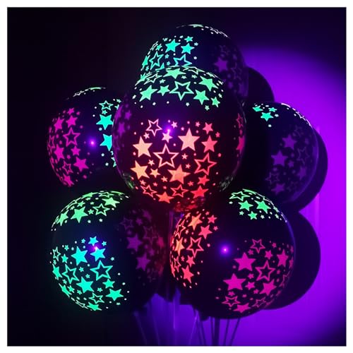 Neon-Luftballons, UV-Neon-Partyzubehör, Happy Birthday, leuchtet im Dunkeln, Neon-Party-Latex-Luftballons, fluoreszierende Ballons für Neon-Party, 100 Stück von YCYUYK