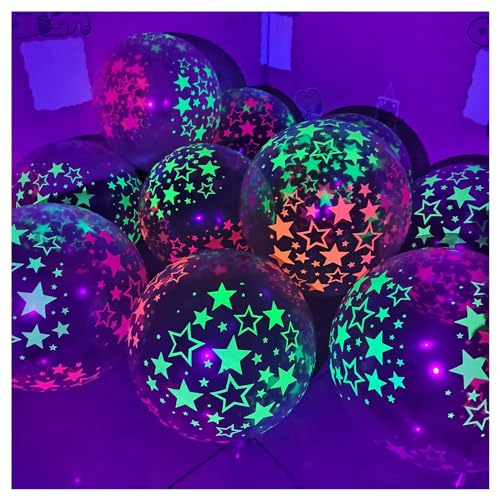Neon-Luftballons, UV-Neon-Partyzubehör, Happy Birthday, leuchtet im Dunkeln, Neon-Party-Latex-Luftballons, fluoreszierende Ballons für Neon-Party, Farbe 2, 100 Stück von YCYUYK
