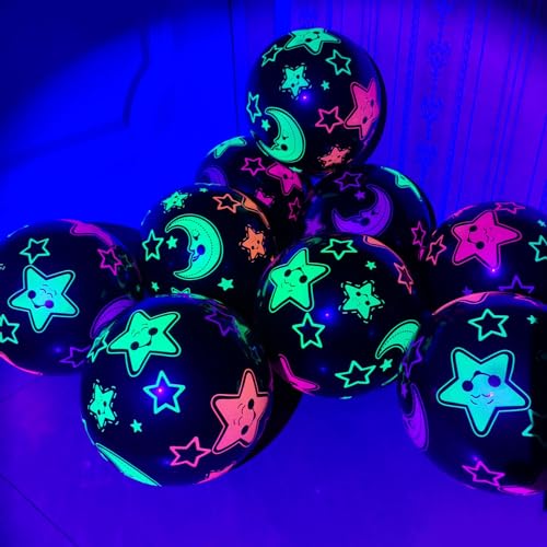 Neon-Luftballons, UV-Neon-Partyzubehör, Happy Birthday, leuchtet im Dunkeln, Neon-Party-Latex-Luftballons, fluoreszierende Ballons für Neon-Party, Farbe 9, 100 Stück von YCYUYK