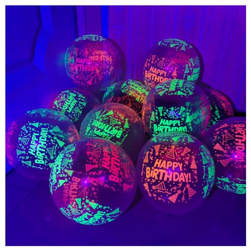 Neon-Luftballons, UV-Neon-Partyzubehör, Happy Birthday, leuchtet im Dunkeln, Neon-Party-Latex-Luftballons, fluoreszierende Ballons für Neon-Partys, 11, 100 Stück von YCYUYK