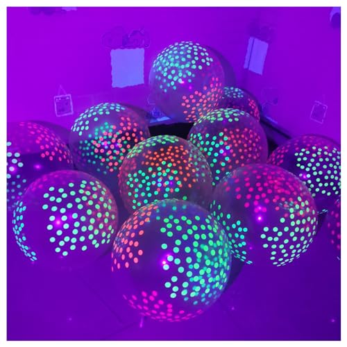 Neon-Luftballons, UV-Neon-Partyzubehör, Happy Birthday, leuchtet im Dunkeln, Neon-Party-Latex-Luftballons, fluoreszierende Ballons für Neon-Partys, Farbe 4, 100 Stück von YCYUYK
