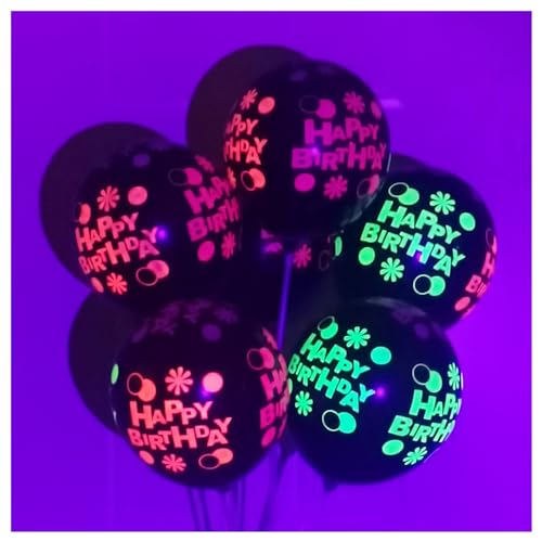 Neon-Luftballons, UV-Neon-Partyzubehör, Happy Birthday, leuchtet im Dunkeln, Neon-Party-Latex-Luftballons, fluoreszierende Ballons für Neon-Partys, Farbe 6, 100 Stück von YCYUYK