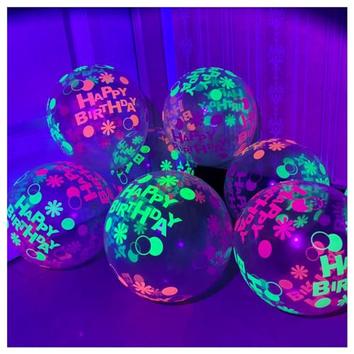 Neon-Luftballons, UV-Neon-Partyzubehör, Happy Birthday, leuchtet im Dunkeln, Neon-Party-Latex-Luftballons, fluoreszierende Ballons für Neon-Partys, Farbe 8, 100 Stück von YCYUYK