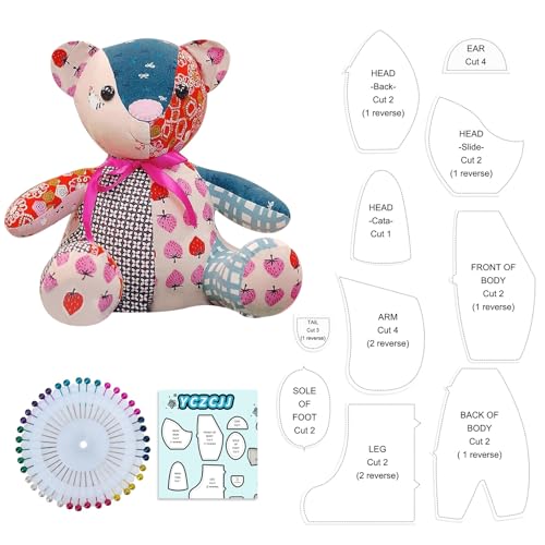 Memory Bear Schnittmuster-Vorlagen-Lineal-Set mit Bedienungsanleitung (evtl. nicht in deutscher Sprache), Memory Bear Muster-Vorlagen zum Nähen (30,5 cm) von YCZCJJ