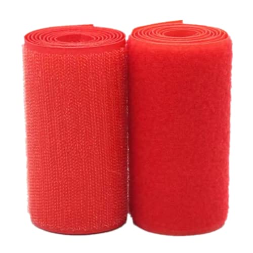 Gewebe Nähen Klettband, 100 mm breit, nicht klebender Nylon-Stoffverschluss, for Aufnähen von Streifen, Stoffband-Set(Red,100MM x 2 Yard) von YDHSIKK