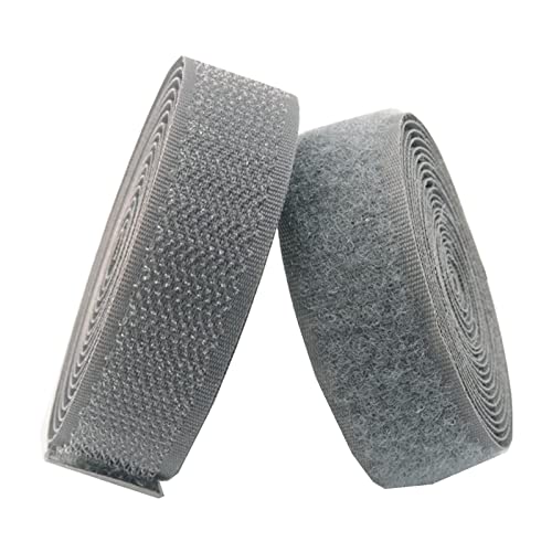 Gewebe Nähen Klettband for Aufnähen, 25 mm, nicht klebende Befestigungsstreifen for Stoff, Heimwerken, Heimtextilien(Grey,25MM x 5Yards) von YDHSIKK