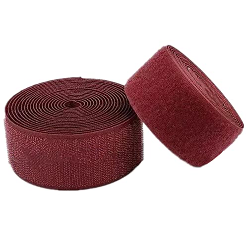 Gewebe Nähen Klettband for Aufnähen, 25 mm, nicht klebende Befestigungsstreifen for Stoff, Heimwerken, Heimtextilien(Wine Red,25MM x 5Yards) von YDHSIKK