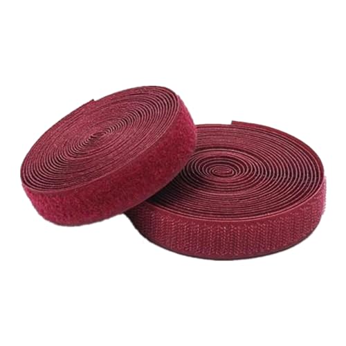 Gewebe Nähen Klettband for Aufnähen, 25 mm breit, nicht klebende Nylon-Stoffstreifen, Verschluss for Nähen von Kleidung und Schuhen(Dark Red,25MM x 5 Yards) von YDHSIKK