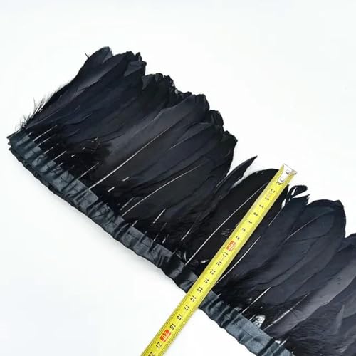 Mütze dekorieren. 1 Meter Gänsefedern Fransenborte Federn DIY Weihnachten Hochzeit Party Kleid Dekoration Nähband Bastelzubehör 15-20 cm(Black Feathers) von YDHSIKK