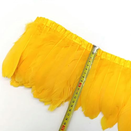 Mütze dekorieren. 1 Meter Gänsefedern Fransenborte Federn DIY Weihnachten Hochzeit Party Kleid Dekoration Nähband Bastelzubehör 15-20 cm(Gold Yellow Feathers) von YDHSIKK