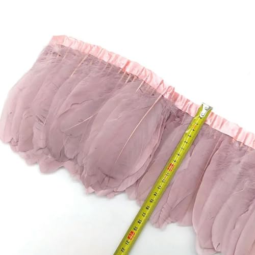 Mütze dekorieren. 1 Meter Gänsefedern Fransenborte Federn DIY Weihnachten Hochzeit Party Kleid Dekoration Nähband Bastelzubehör 15-20 cm(Leather Pink) von YDHSIKK