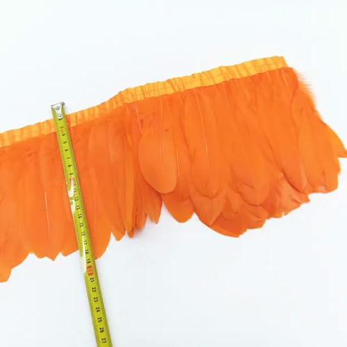 Mütze dekorieren. 1 Meter Gänsefedern Fransenborte Federn DIY Weihnachten Hochzeit Party Kleid Dekoration Nähband Bastelzubehör 15-20 cm(Orange Feathers) von YDHSIKK