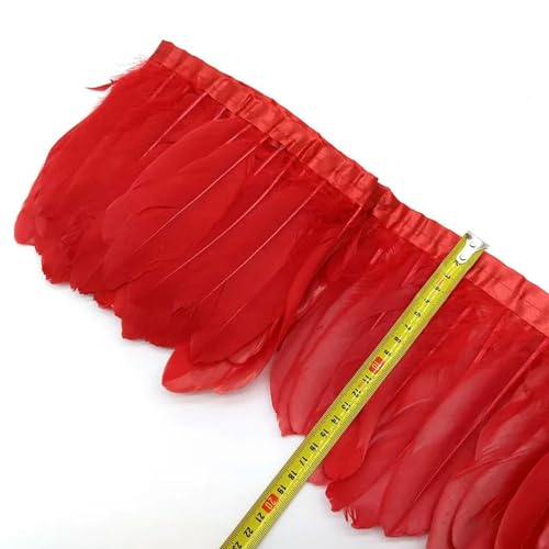 Mütze dekorieren. 1 Meter Gänsefedern Fransenborte Federn DIY Weihnachten Hochzeit Party Kleid Dekoration Nähband Bastelzubehör 15-20 cm(Red Feathers) von YDHSIKK