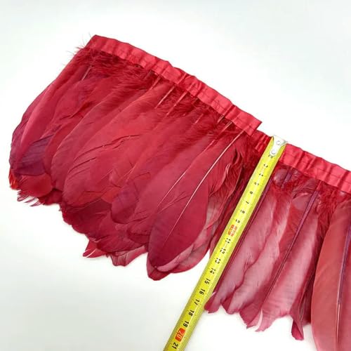 Mütze dekorieren. 1 Meter Gänsefedern Fransenborte Federn DIY Weihnachten Hochzeit Party Kleid Dekoration Nähband Bastelzubehör 15-20 cm(Wine Red Feathers) von YDHSIKK