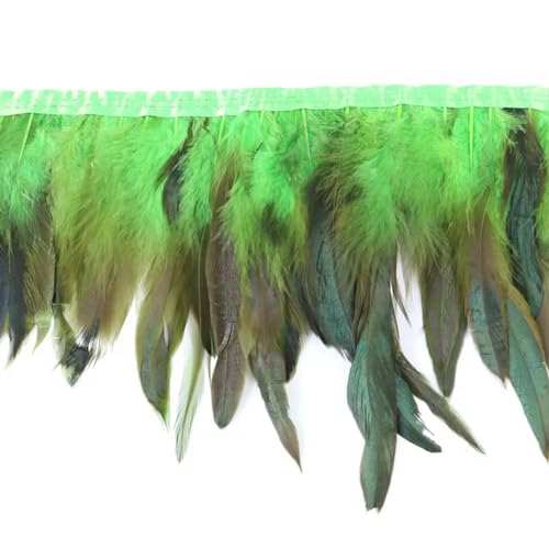 Mütze dekorieren. 1M Natürliche Hahn Huhn Fasan Feder Borte Hochzeit Dekor Karneval Nähen Kleidung Gefärbt Hahn Feder Fransen Handwerk 15-20CM(Apple Green) von YDHSIKK