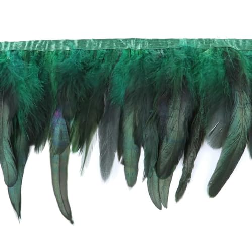 Mütze dekorieren. 1M Natürliche Hahn Huhn Fasan Feder Borte Hochzeit Dekor Karneval Nähen Kleidung Gefärbt Hahn Feder Fransen Handwerk 15-20CM(Drak Green) von YDHSIKK