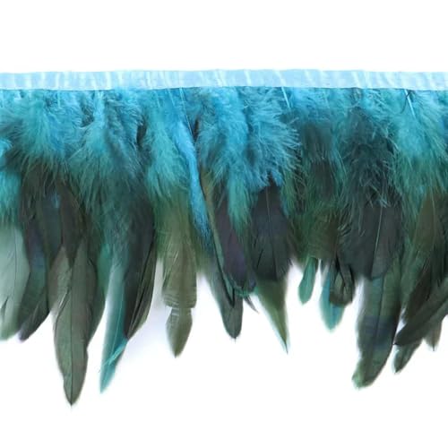 Mütze dekorieren. 1M Natürliche Hahn Huhn Fasan Feder Borte Hochzeit Dekor Karneval Nähen Kleidung Gefärbt Hahn Feder Fransen Handwerk 15-20CM(Lake Blue) von YDHSIKK