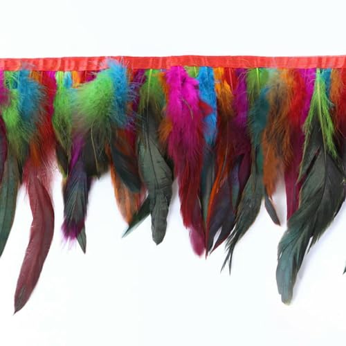 Mütze dekorieren. 1M Natürliche Hahn Huhn Fasan Feder Borte Hochzeit Dekor Karneval Nähen Kleidung Gefärbt Hahn Feder Fransen Handwerk 15-20CM(Multicolour) von YDHSIKK