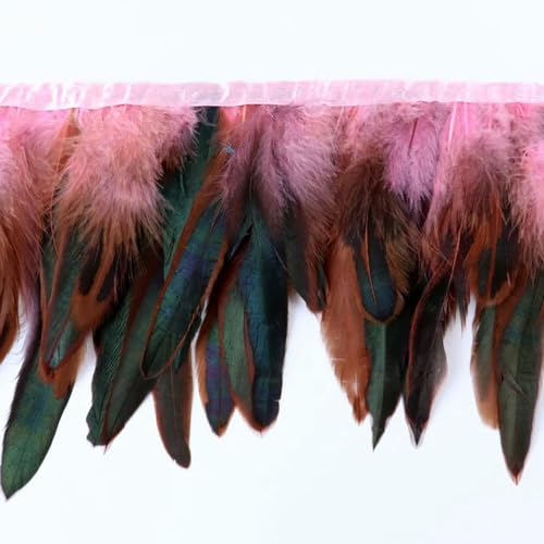 Mütze dekorieren. 1M Natürliche Hahn Huhn Fasan Feder Borte Hochzeit Dekor Karneval Nähen Kleidung Gefärbt Hahn Feder Fransen Handwerk 15-20CM(Pink) von YDHSIKK