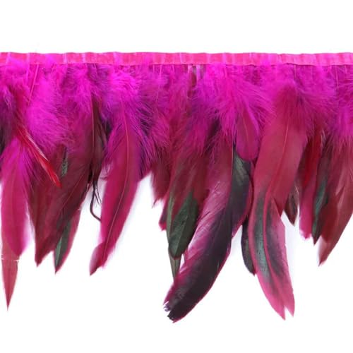 Mütze dekorieren. 1M Natürliche Hahn Huhn Fasan Feder Borte Hochzeit Dekor Karneval Nähen Kleidung Gefärbt Hahn Feder Fransen Handwerk 15-20CM(Rose Red) von YDHSIKK