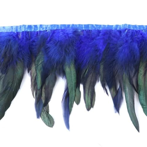 Mütze dekorieren. 1M Natürliche Hahn Huhn Fasan Feder Borte Hochzeit Dekor Karneval Nähen Kleidung Gefärbt Hahn Feder Fransen Handwerk 15-20CM(Royal Blue) von YDHSIKK