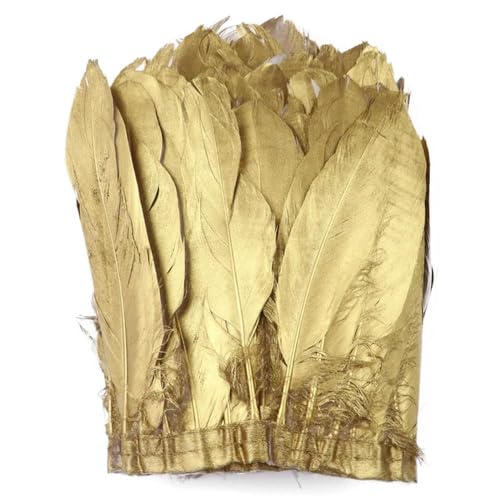 Mütze dekorieren. 2 Yard goldene getauchte Gänsefederbesätze, weiße Pflaumen, Fransenband for Kunsthandwerk, Hochzeitskleid, Dekoration, Zubehör, Kunsthandwerk(Golden) von YDHSIKK