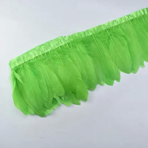 Mütze dekorieren. 2 Yards bunter Gänsefederbesatz mit Fransen, weiße Gänsefedern auf Band, Dekor for Kleidung, DIY, Nähen, Garnituren, Handarbeiten(Apple Green) von YDHSIKK