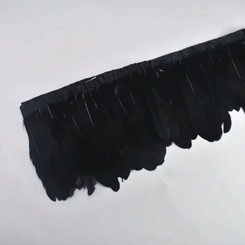 Mütze dekorieren. 2 Yards bunter Gänsefederbesatz mit Fransen, weiße Gänsefedern auf Band, Dekor for Kleidung, DIY, Nähen, Garnituren, Handarbeiten(Black) von YDHSIKK