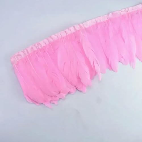 Mütze dekorieren. 2 Yards bunter Gänsefederbesatz mit Fransen, weiße Gänsefedern auf Band, Dekor for Kleidung, DIY, Nähen, Garnituren, Handarbeiten(Light Pink) von YDHSIKK