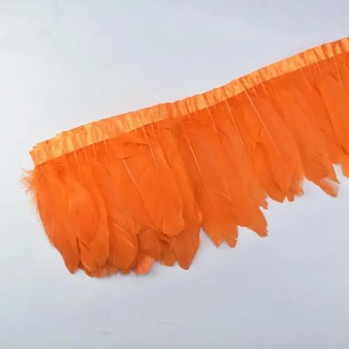 Mütze dekorieren. 2 Yards bunter Gänsefederbesatz mit Fransen, weiße Gänsefedern auf Band, Dekor for Kleidung, DIY, Nähen, Garnituren, Handarbeiten(Orange) von YDHSIKK