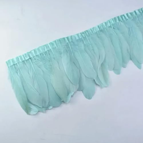 Mütze dekorieren. 2 Yards bunter Gänsefederbesatz mit Fransen, weiße Gänsefedern auf Band, Dekor for Kleidung, DIY, Nähen, Garnituren, Handarbeiten(Peppermint Green) von YDHSIKK