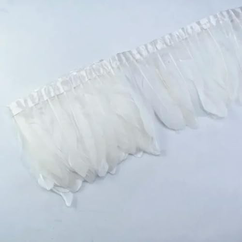 Mütze dekorieren. 2 Yards bunter Gänsefederbesatz mit Fransen, weiße Gänsefedern auf Band, Dekor for Kleidung, DIY, Nähen, Garnituren, Handarbeiten(White) von YDHSIKK