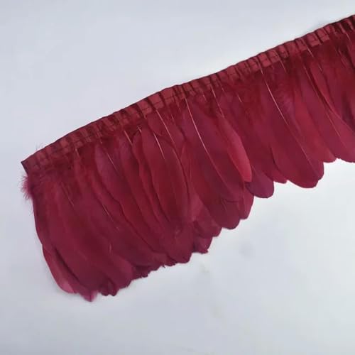 Mütze dekorieren. 2 Yards bunter Gänsefederbesatz mit Fransen, weiße Gänsefedern auf Band, Dekor for Kleidung, DIY, Nähen, Garnituren, Handarbeiten(Wine Red) von YDHSIKK