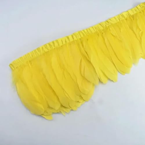 Mütze dekorieren. 2 Yards bunter Gänsefederbesatz mit Fransen, weiße Gänsefedern auf Band, Dekor for Kleidung, DIY, Nähen, Garnituren, Handarbeiten(Yellow) von YDHSIKK