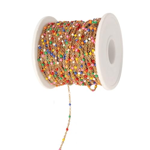 YDHSIKK DIY Bunte Kette ，Bunte Kettengliedrollen， 1 Meter Edelstahl-Perlenkette, Emaille-Perlen, Bunte Ketten for Schmuckherstellung, Zubehör, Halskette, Armband(A1174) von YDHSIKK