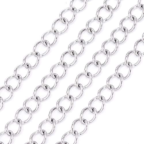 YDHSIKK DIY Bunte Kette ，Bunte Kettengliedrollen， 5 Meter 304 Edelstahlketten, gelötet, gedrehtes Kettenglied, 3 x 4 mm, for Schmuck, Armbänder, Halsketten, Bastelarbeiten(Silver,2mm) von YDHSIKK