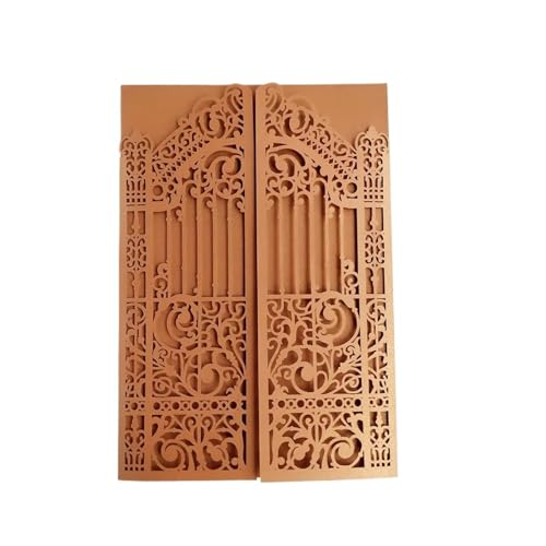 YDHSIKK Hochzeitseinladungskarten, Blumige Einladungen， Karte Metallic Gold Gate Laset Cut, 50 Sets, personalisierter Druck, Hochzeits-Promi-Partyeinladungen Einladung(Bronzed,Laser cut card) von YDHSIKK