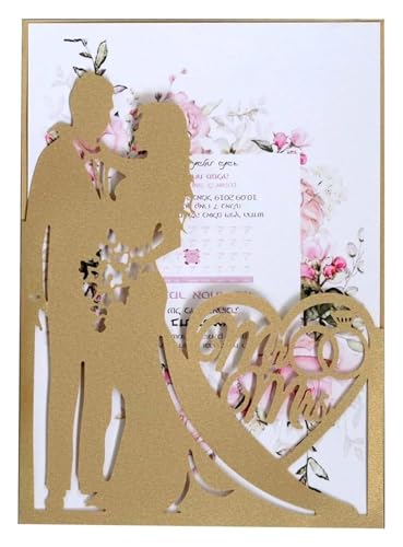 YDHSIKK Hochzeitseinladungskarten, Blumige Einladungen， Karte Valentinstag Zarte Einladungen Romantische Hochzeitsfeier Einladungskarte for Hochzeit, Verlobung, Jubiläum 18 Stück(Dark Gold) von YDHSIKK