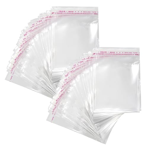 YDHfdc 300 Stück Tüten Transparent Zellophanbeutel 9x13cm OPP Tütchen Selbstklebend Plastiktüten klein Flachbeutel für Kekse, Süßigkeiten, Schokolade von YDHfdc