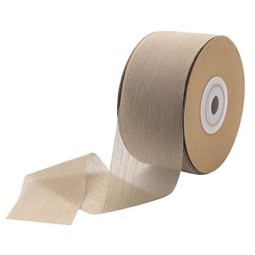 YDHfdc Geschenkband Braun 3,8cm x 23m Schleifenband Hochzeit Chiffon Band Dekoband Geschenkband Breit Seidenband für Geschenkverpackung, Hochzeit Dekoration von YDHfdc