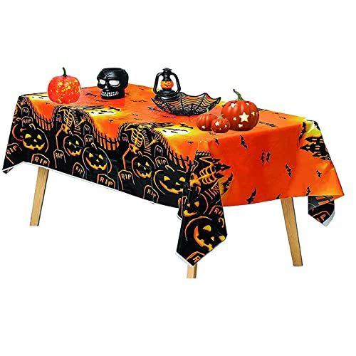 Halloween Tischdecke Halloween Skelett Tischdecke Wiederverwendbare Party Dekoration Tischdecke wasserdichte Halloween Tischtuch Rechteckige Tischdecke für Halloween Deko von YDMAJF