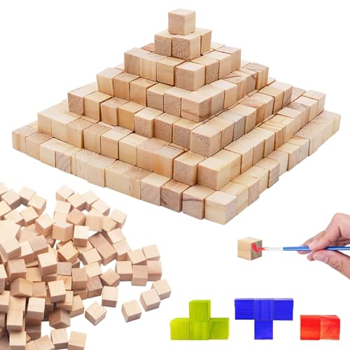 Blanko Würfel Holzblöcke 300 Stück Kleine Holzwürfel Blanko 10mm Quadrat Würfel Natur Unbehandelte Blanko Holzklötze für Basteln, DIY, Stempel, Mathematik, Bausteine, Spielsteine, Puzzle von YDYSAA