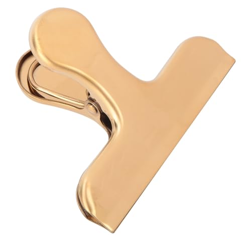 Edelstahl -Messingfarbe Farbclip, Clip Clip Vintage Retro Style Dichtungsclips Papiere Clip für Notebooks (Goldener T-förmiger Clip) von YDuupxe