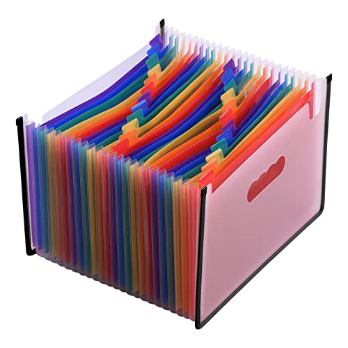 Erweiterbare Ordner mit 24 Fächern und Bunten Registern, Accordian File Organizer, Ordner, Aktenbox, Kunststoffdokument, Erweiterbar, A4-Format für Schule, Zuhause und Büro, von YDuupxe