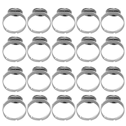 Flache Ringbasis aus Edelstahl, 20 Stück, Verstellbare Standard-Flachringbasis für DIY-Knöpfe Zur Herstellung von Perlenschmuck von YDuupxe