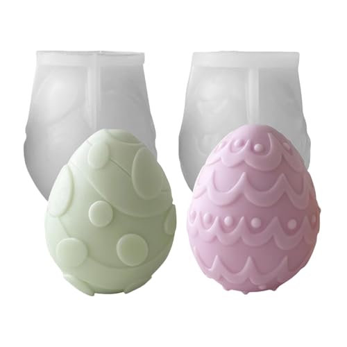 Silikonform Gießform Ostern Blume Eier Kerzenformen Seifenform Silikon, Gießen Silikonform Hase für Osterdeko(2 Stück, E) von YEAHLEE