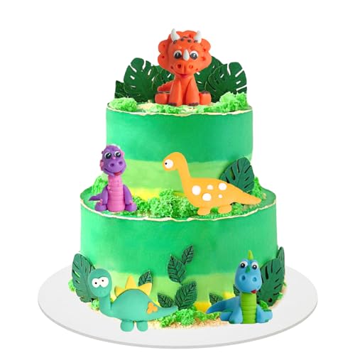 Dino Tortendeko 5 Stück Dinosaurier Kuchen Deko Mini Tortenaufleger Dinosaur 3D Dino Cake Topper für Kinder Geburtstagsfeier, Babyparty, Dinosaurier Thema Party von YEAMLTE