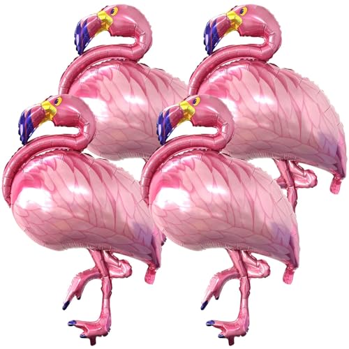 Hawaii Flamingo Luftballons, 4 PCS Hawaiian Flamingo Helium Foil Ballons, Folienballon Flamingo, Tropische Flamingo Riesenballon, Hawaii Party Deko Ballons, für Geburtstag Pool Party (C) von YEAMLTE